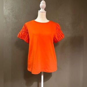 Gavin puff sleeve Tee, orange red , XS, NWT